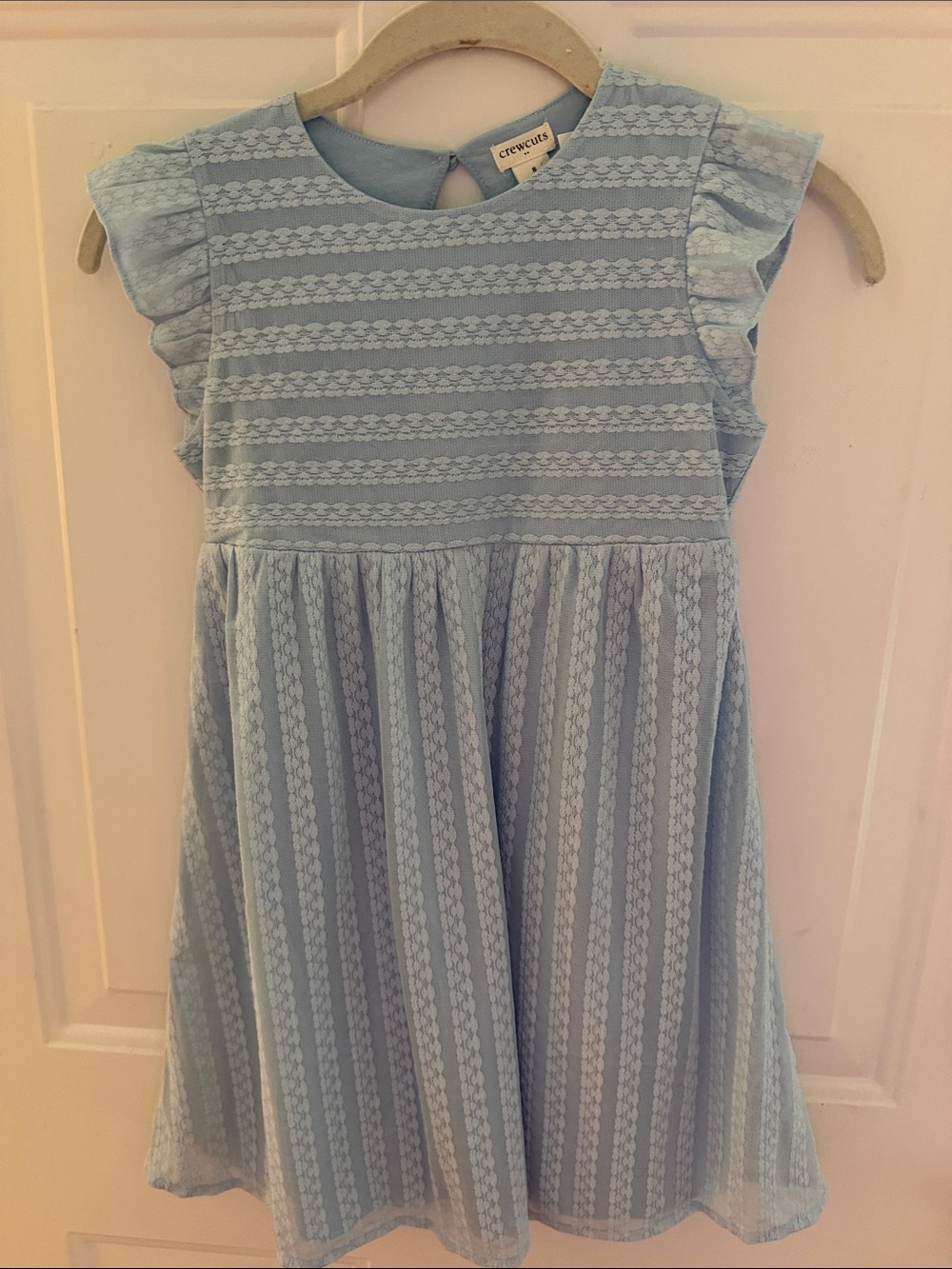 Crewcuts Pale Blue Lace-Striped Girls' Party Dress